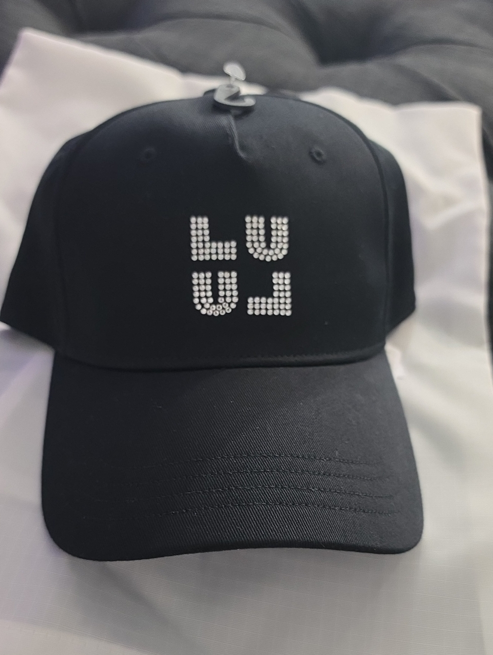 Black Cap with Crystal Lettering